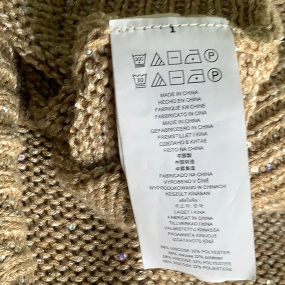 Michael Michael Kors gold sequin sweater.  Off the shoulder cowl - Picture 9 of 10